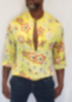 Thumbnail: Yellow Silk shirt with zippers front view open