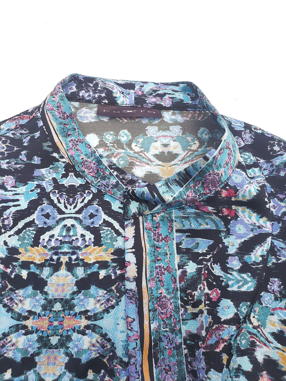 Thumbnail: Silk shirt  band collar FS & TQ