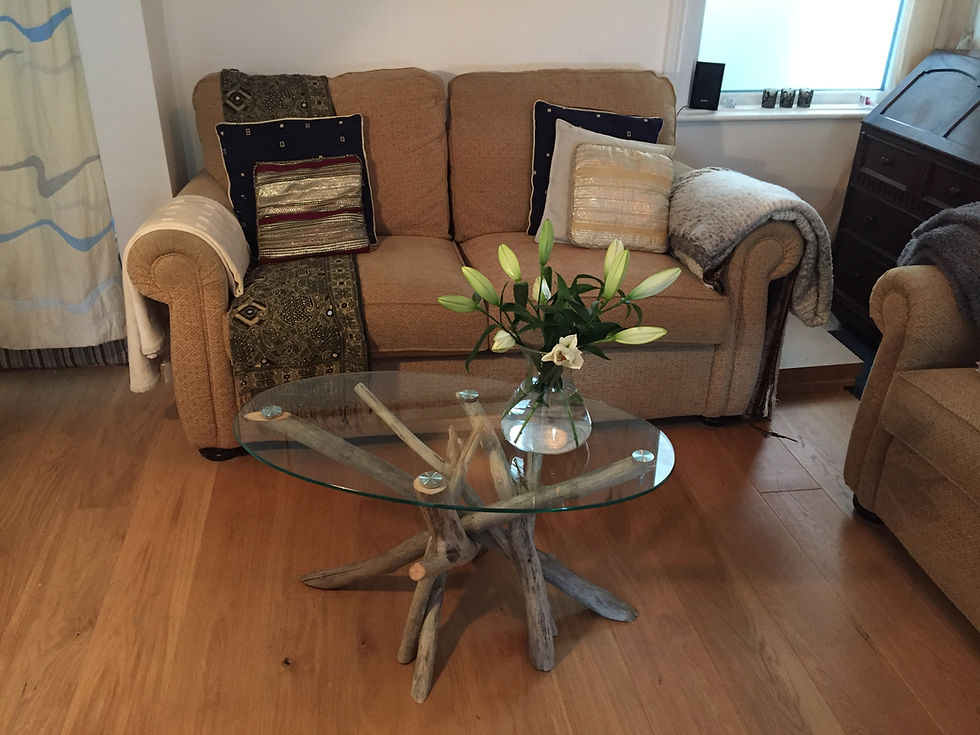 Thumbnail: Driftwood and Glass Coffee Table