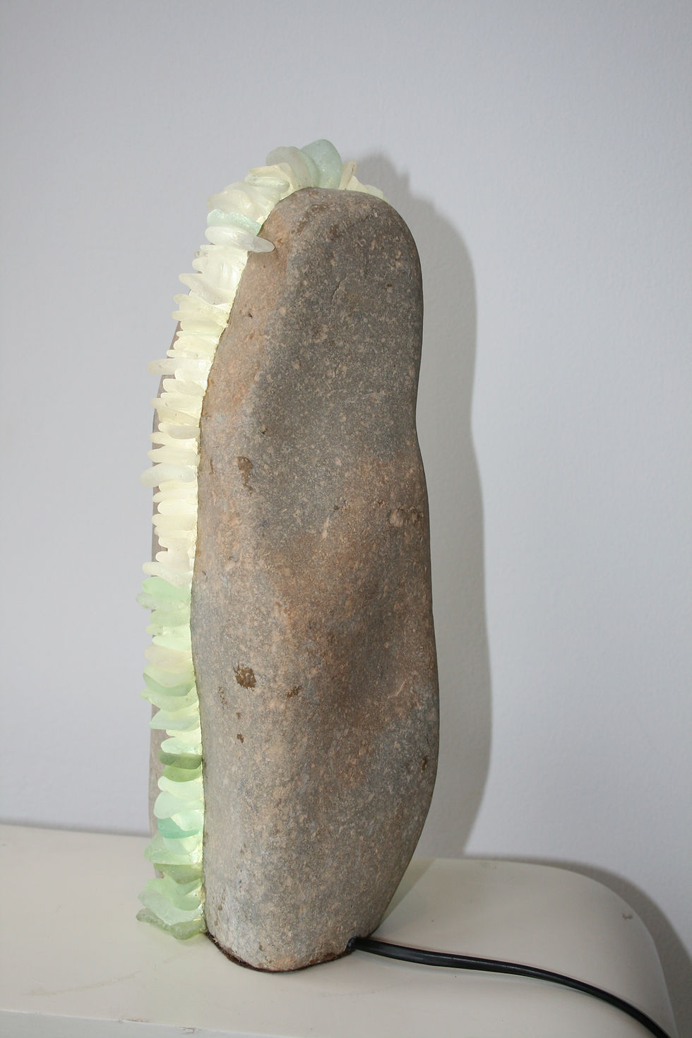 Thumbnail: Stripe Stone & Seaglass Sculptural Lamp