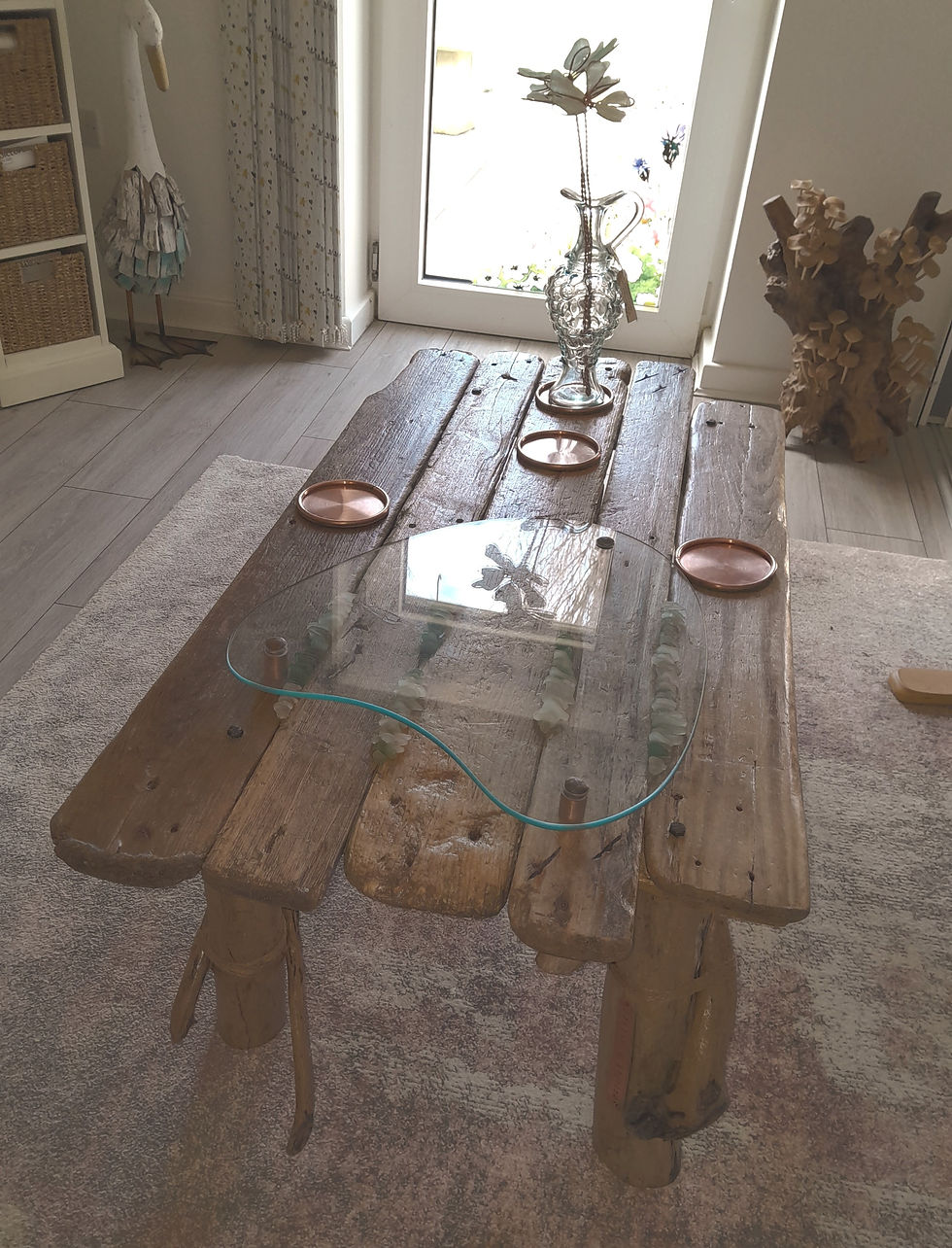 Thumbnail: Driftwood Coffee Table with Seaglass Inlay