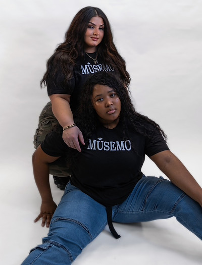 Models posing in front print logo wearing streetwear