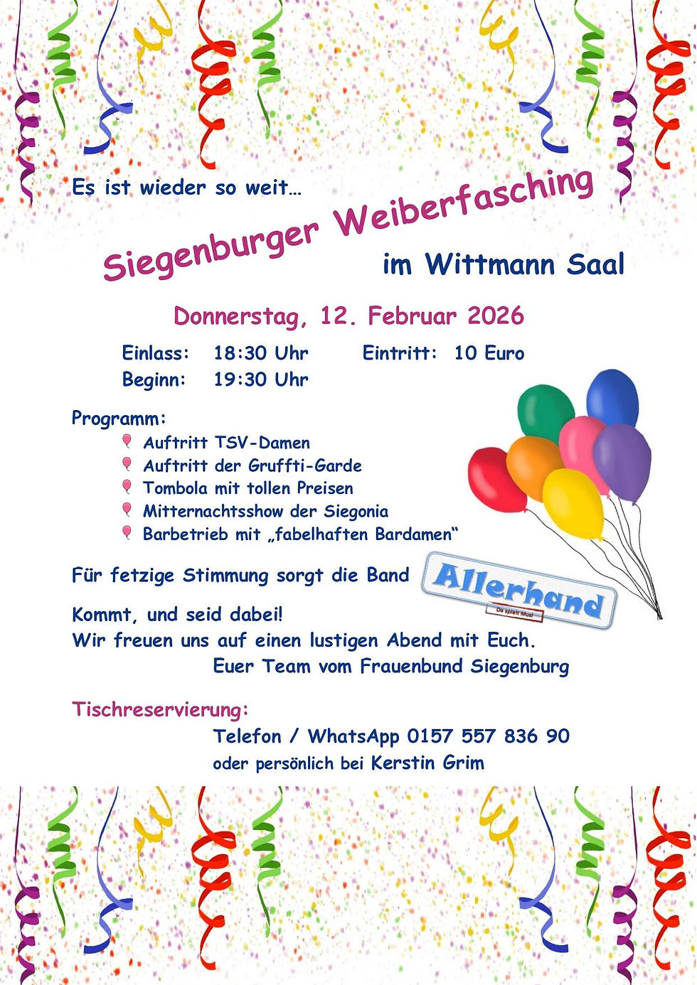 Weiberfasching am 12.Feb. 2026