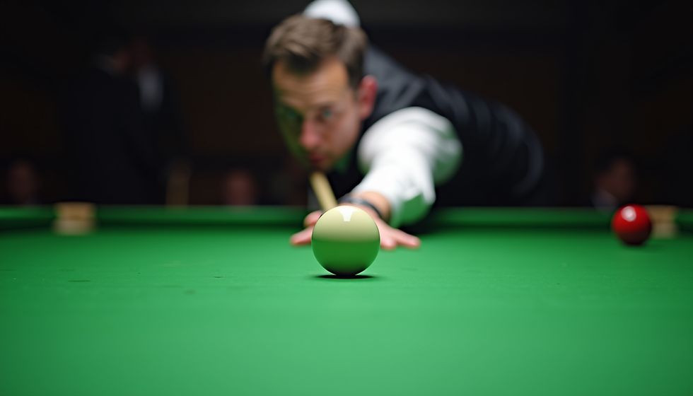 A player cueing up a shot on a snooker table, illustrating the cues covered in this profile of Niche Cues