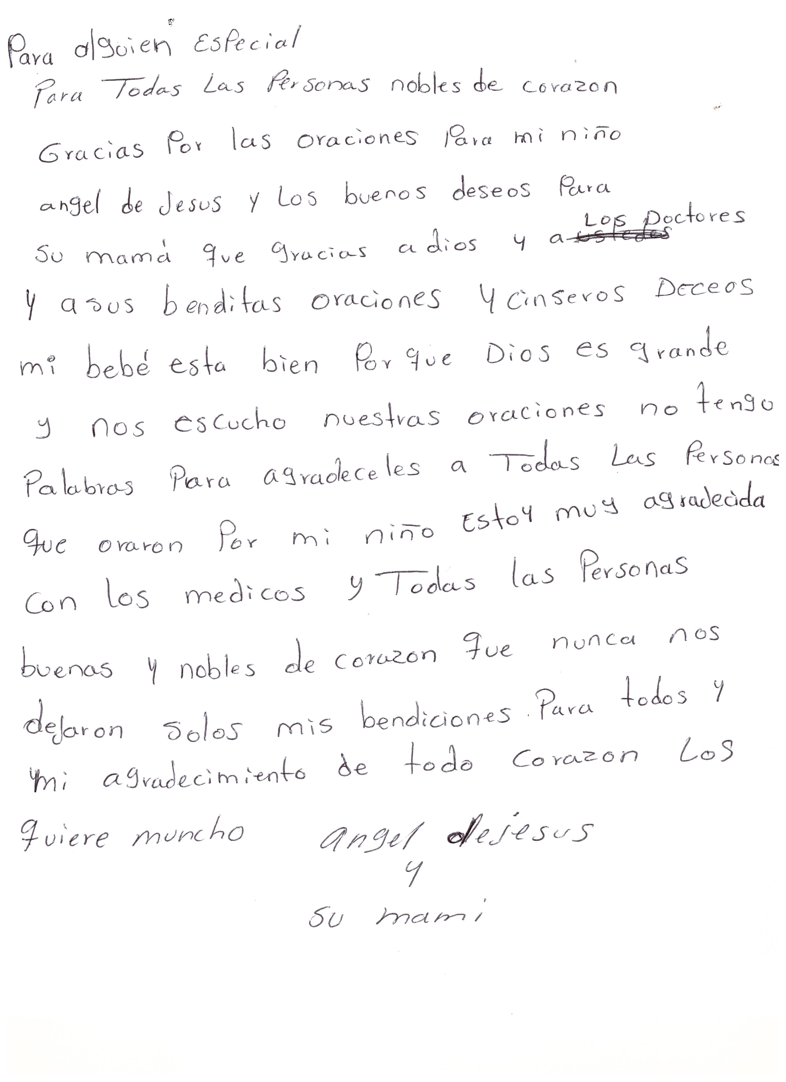 Carta mamá de Ángel