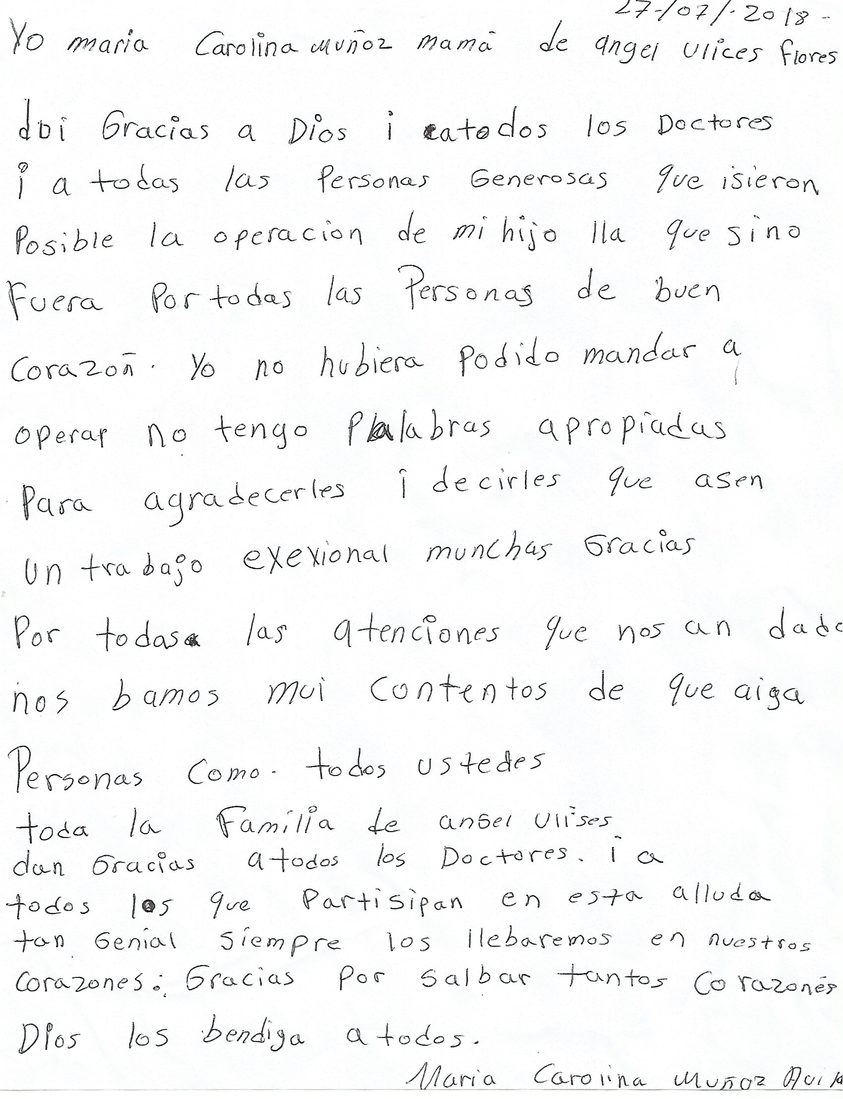 Carta Ángel Ulises