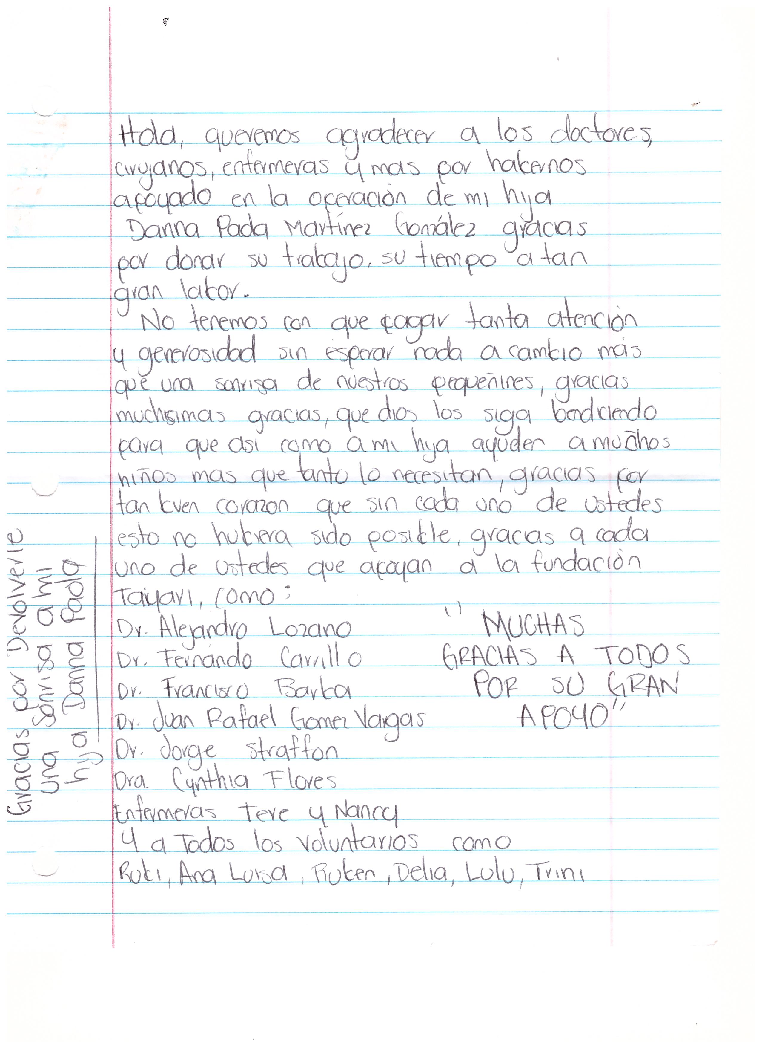 Carta papás Danna Paola
