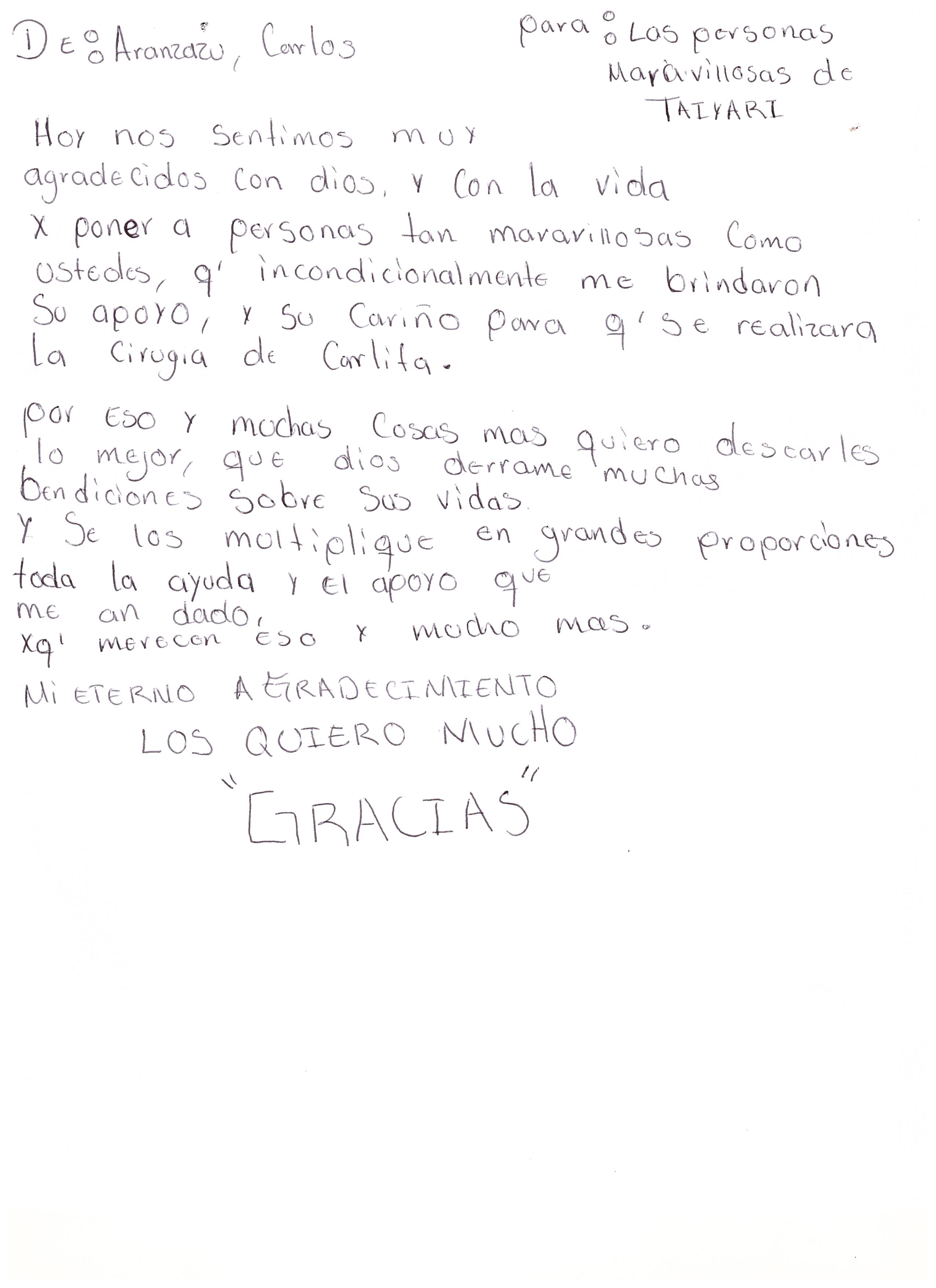 Carta papás de Carlita
