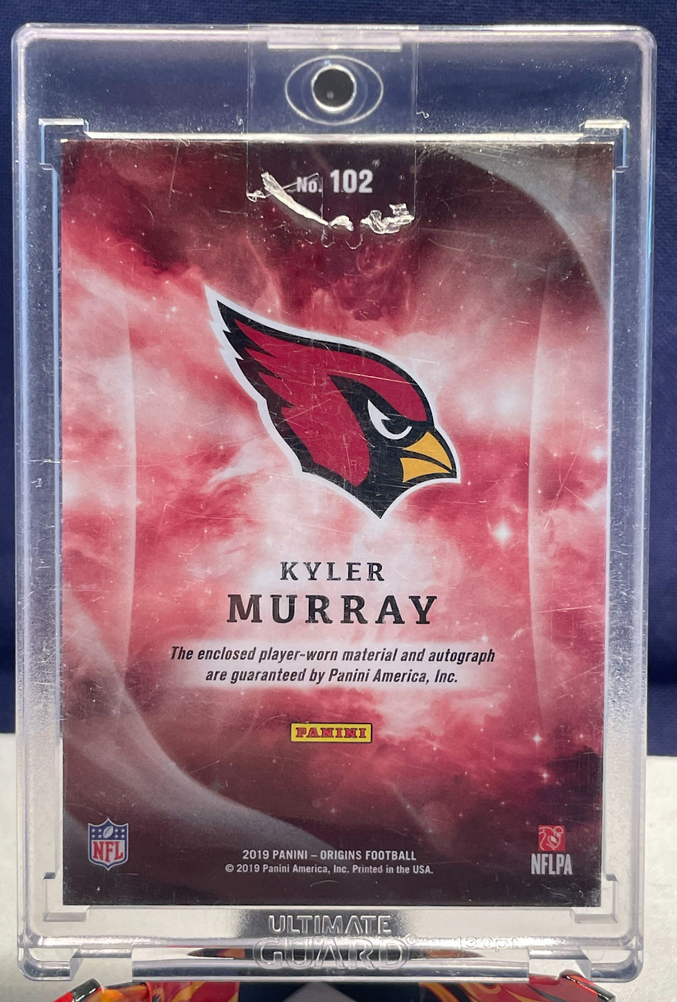 2019 Panini Origins Kyler Murray 102 Red Rookie Memorabilia Patch SP /99 Auto - back