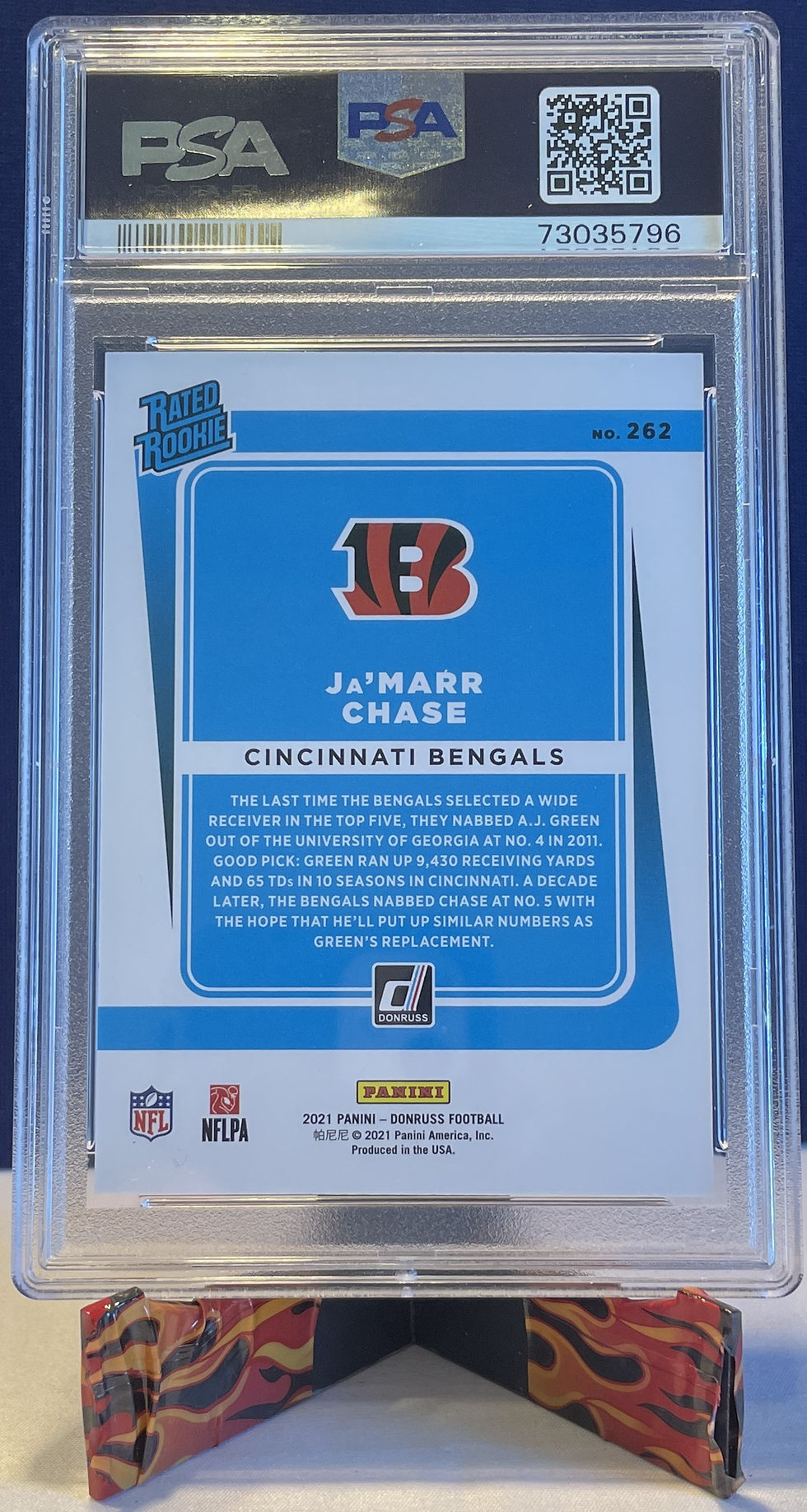 2021 Donruss  #262 Ja'Marr Chase Rookie  💎💎PSA 10 GEM MINT💎💎 - Back