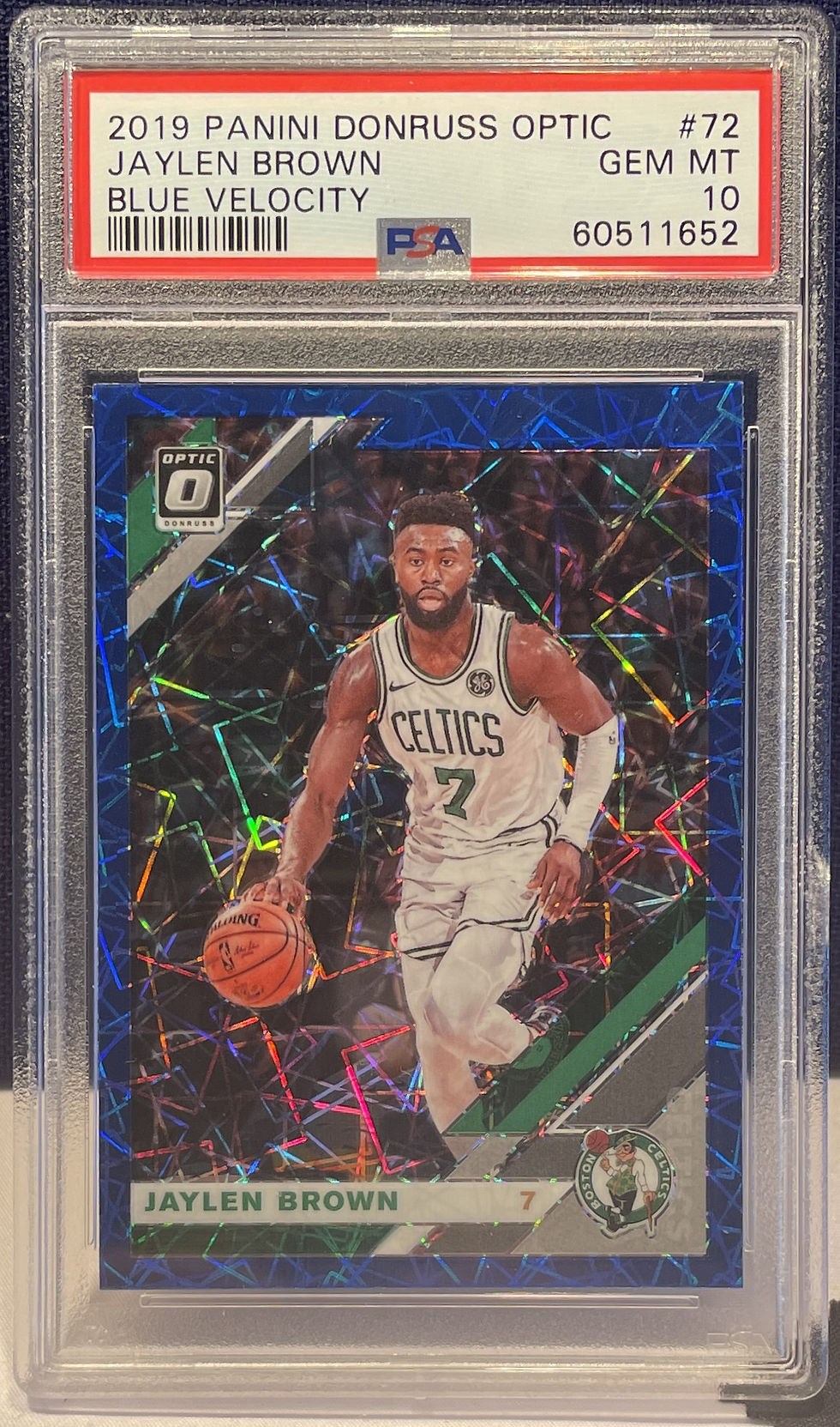 2019 Donruss Optic Blue Velocity #72  Jaylen Brown PSA 10 - Front