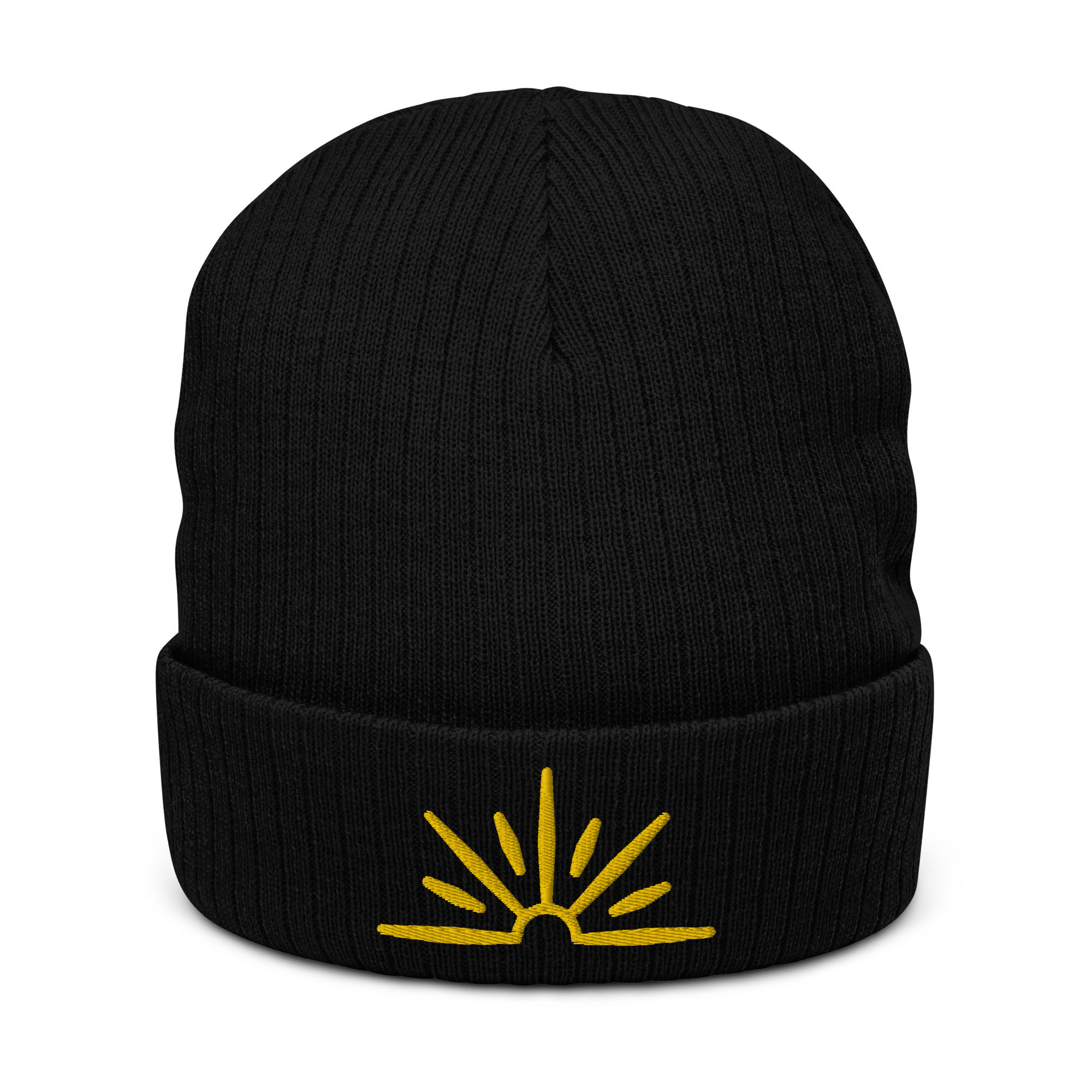 Golden Reflection Sun Ribbed knit beanie