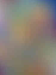 An abstract composition of nested L-shaped bands in vivid colors like teal, pink, orange, and purple, arranged in a grid.