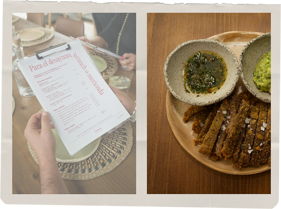 Carta y platos de Terra en Madrid, propuesta gastronómica para acompañar la experiencia.