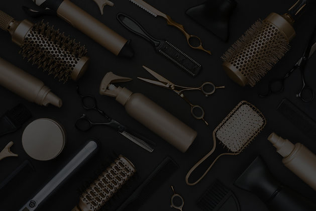 Friseurzubehör Schere Spray Kamm schwarz gold