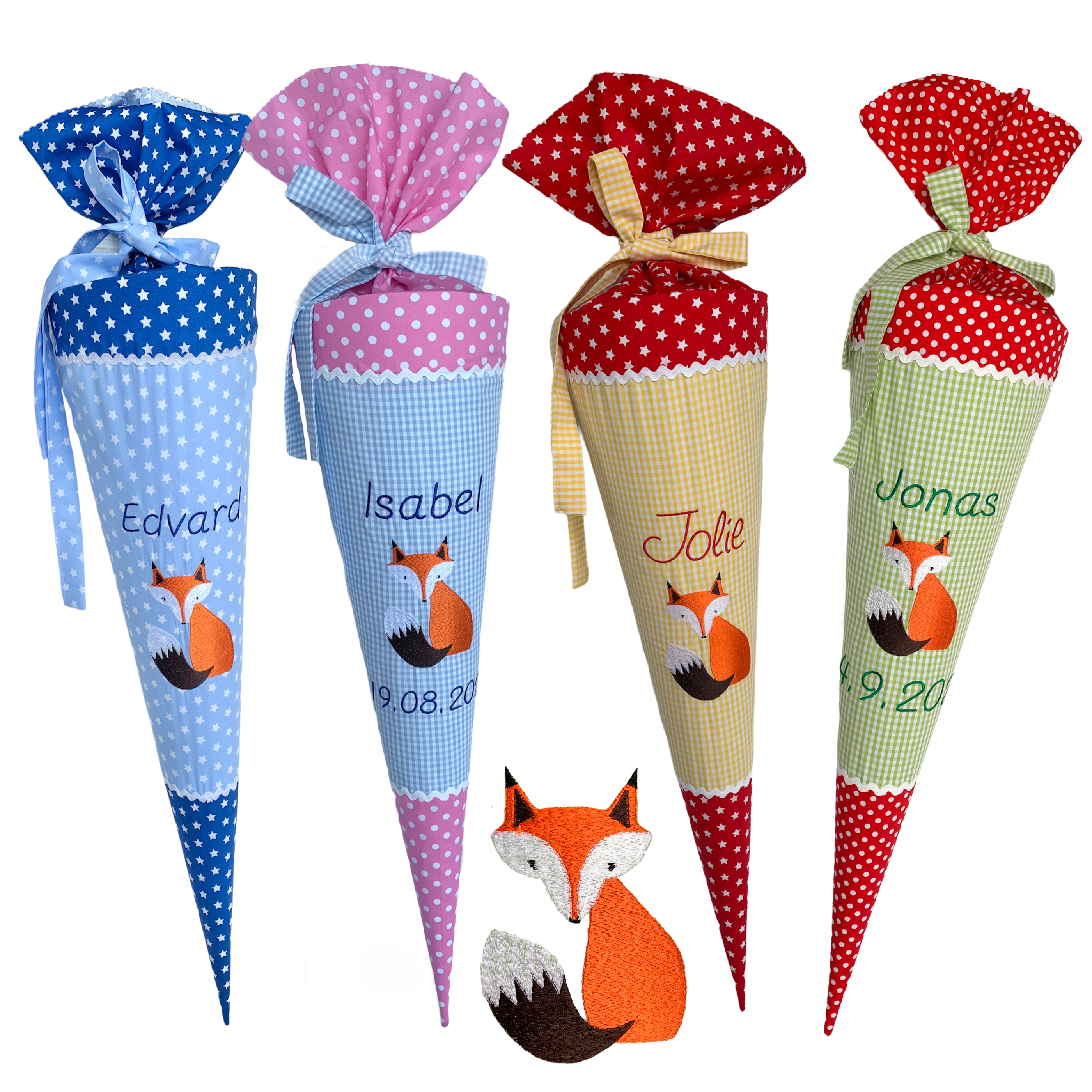 Schultüte "Fuchs" 70cm oder 80cm mit Namen bestickt
