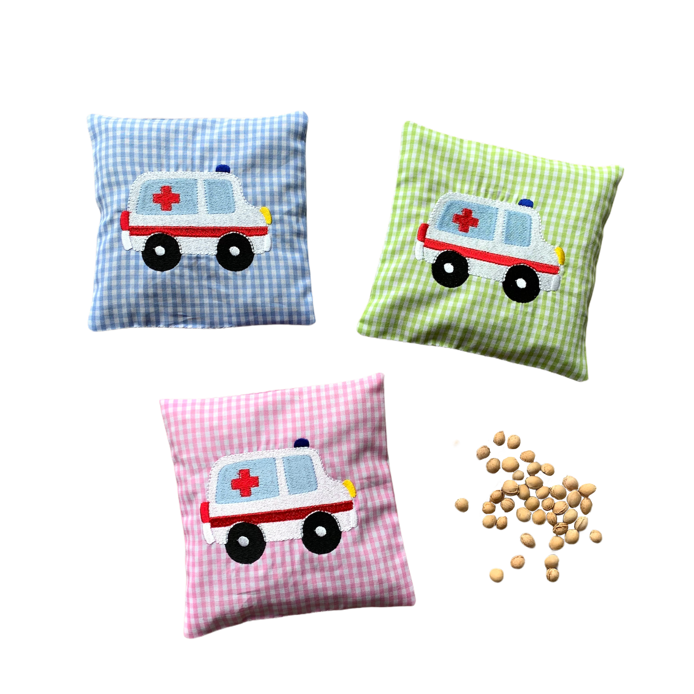 Vichy Karo Kirschkernkissen "SOS"