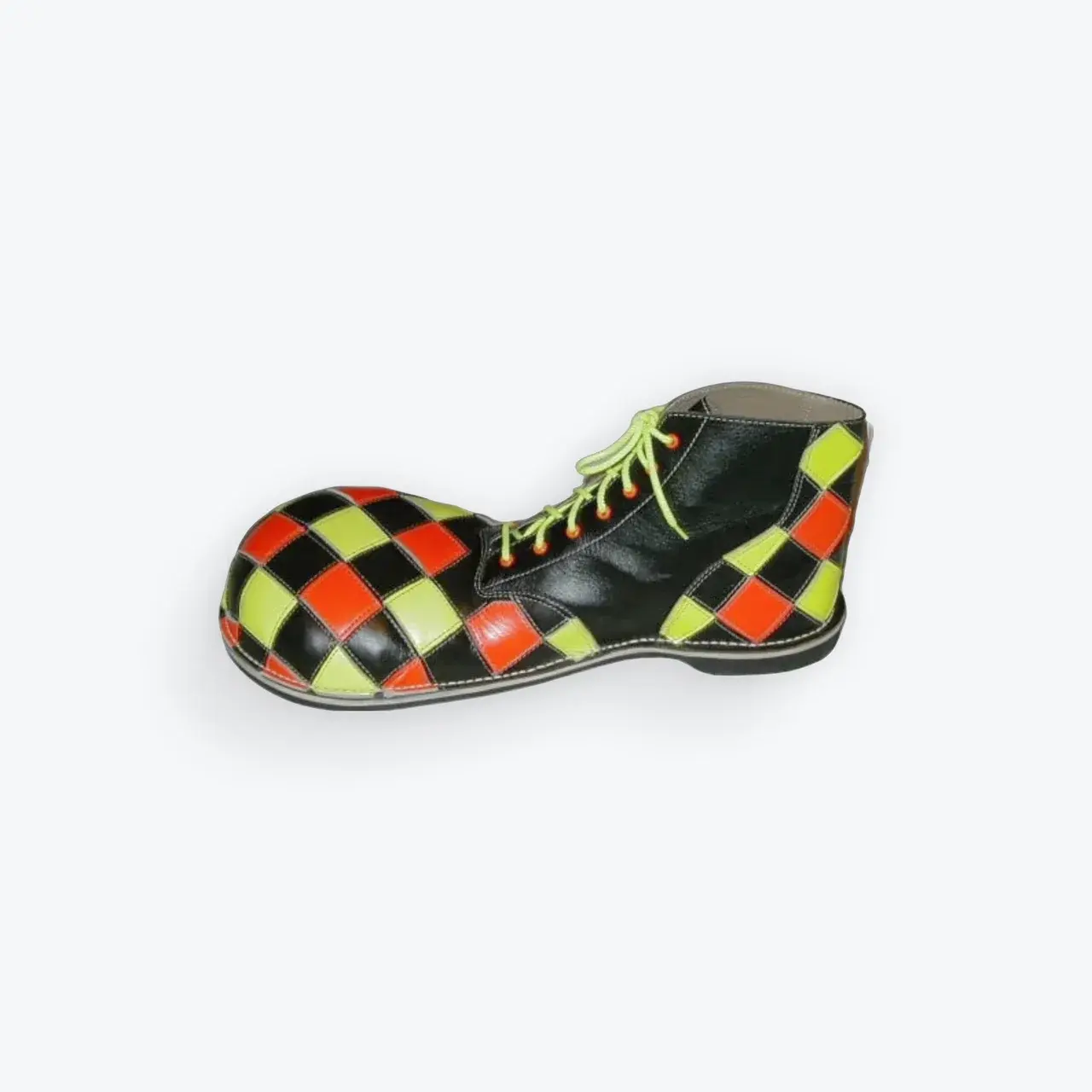 3 Color Checker Hi -Top Leather Clown Shoes (No Zipper)