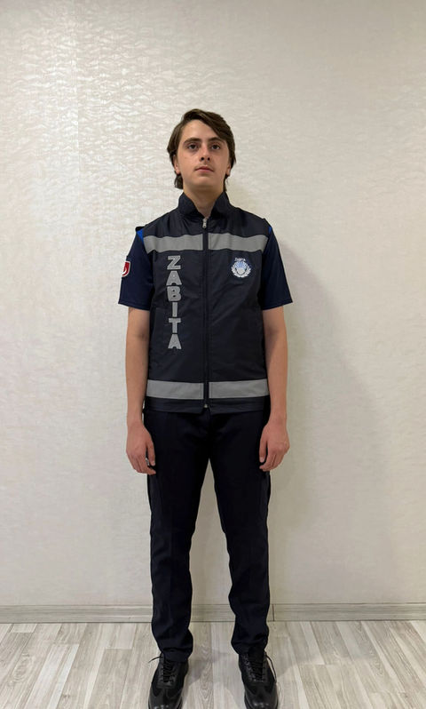 Lacivert yazlık fileli zabıta yeleği ve pantolon takımı