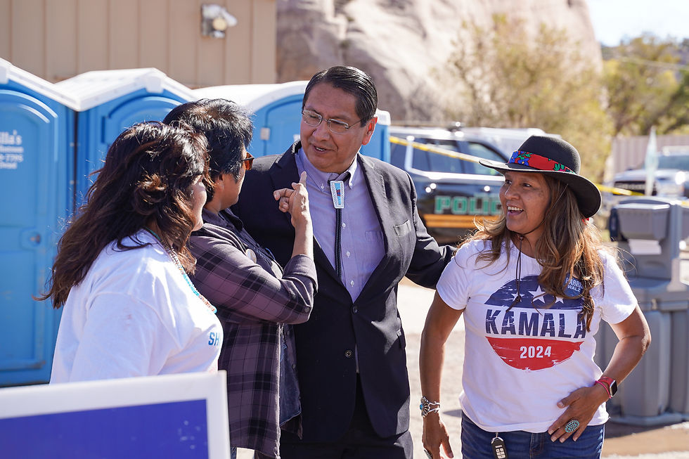 District 2 congressional candidate Jonathan Nez, D-AZ, speaks to attendees before taking a photo at the Tim Walz Get-Out-the-Vote event in Window Rock, Oct. 26.