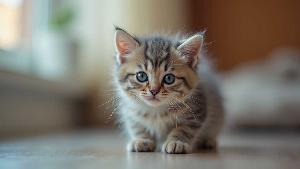 Close-up view of a fluffy British Short Hair kitten