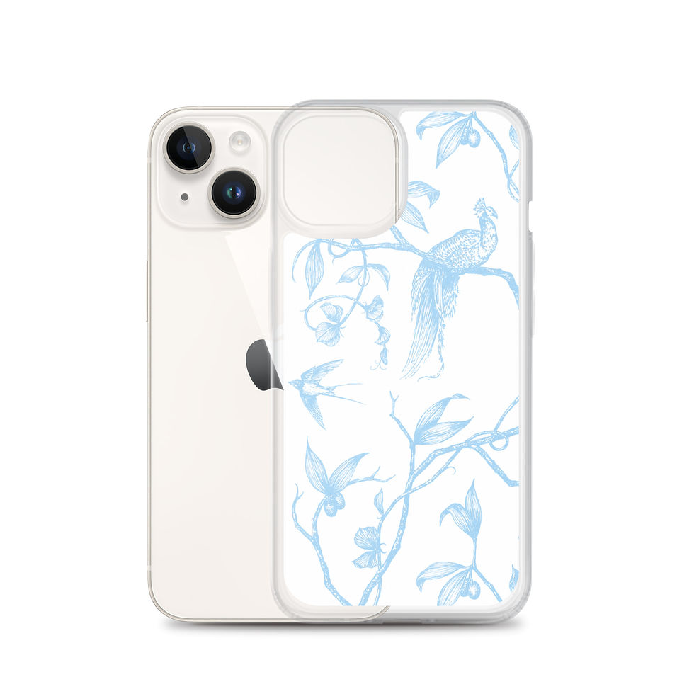Thumbnail: Chateau de Colombe Peacock Toile Clear Case for iPhone®, blue
