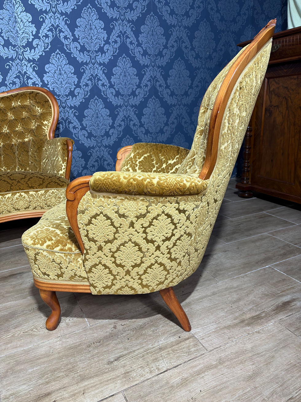 Miniatura: Elegancki zestaw ludwikowski sofa i fotel, komplet wypoczynkowy ludwik