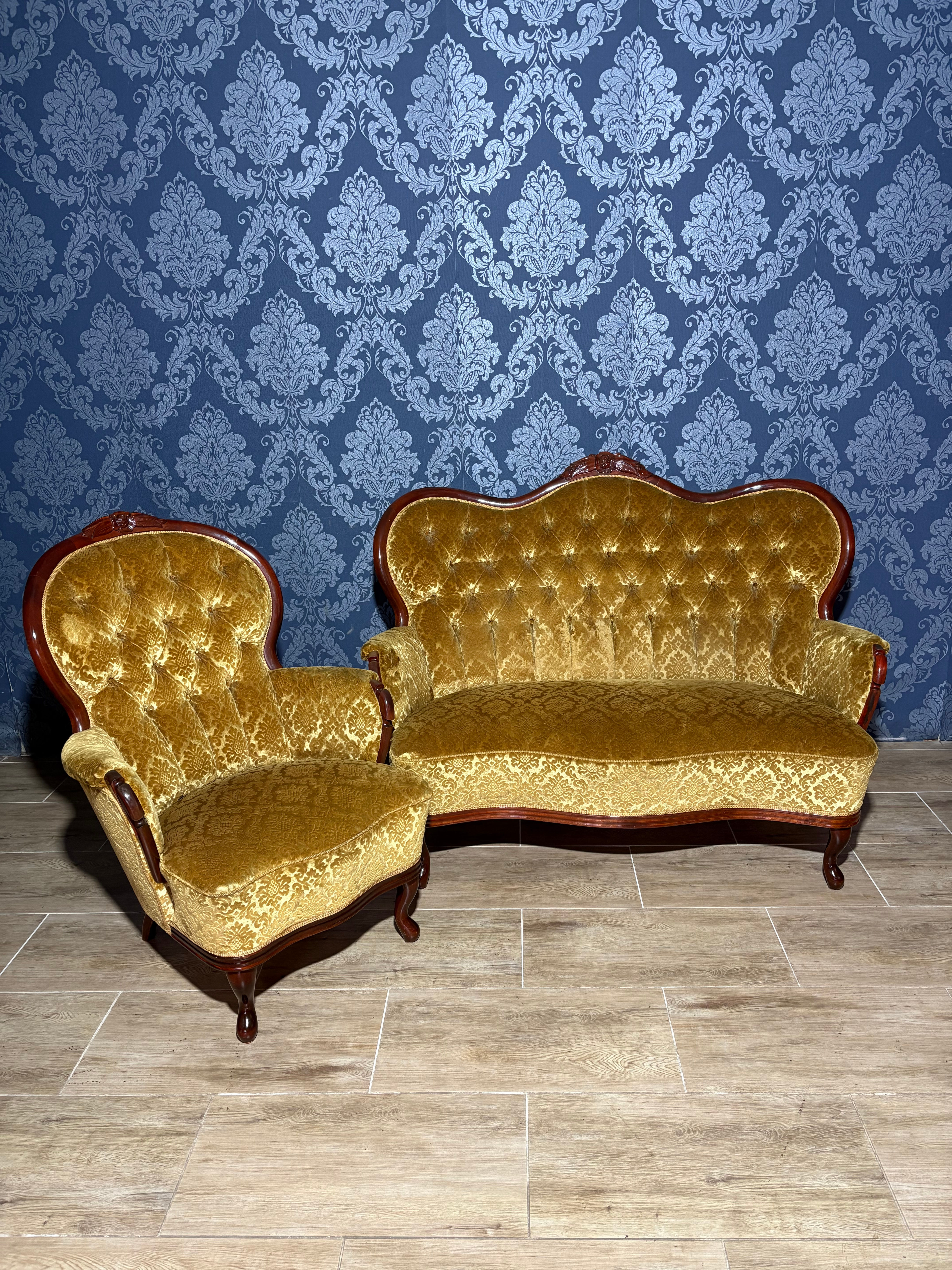 Zestaw ludwikowski sofa i fotel, komplet wypoczynkowy ludwik w bdb stanie