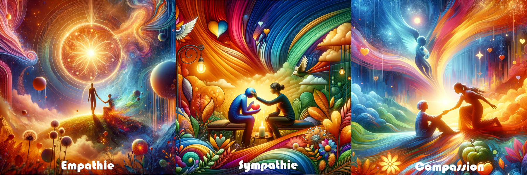 Frise représentant l'empathie la sympathie et la compassion