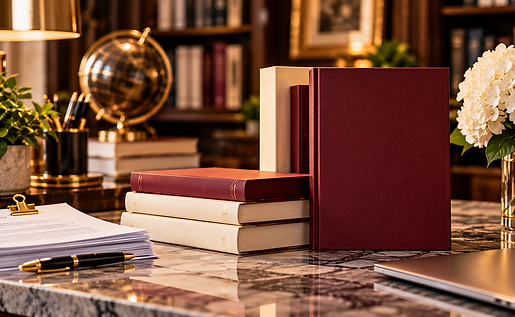 Burgundy Books in a Warm Study.png