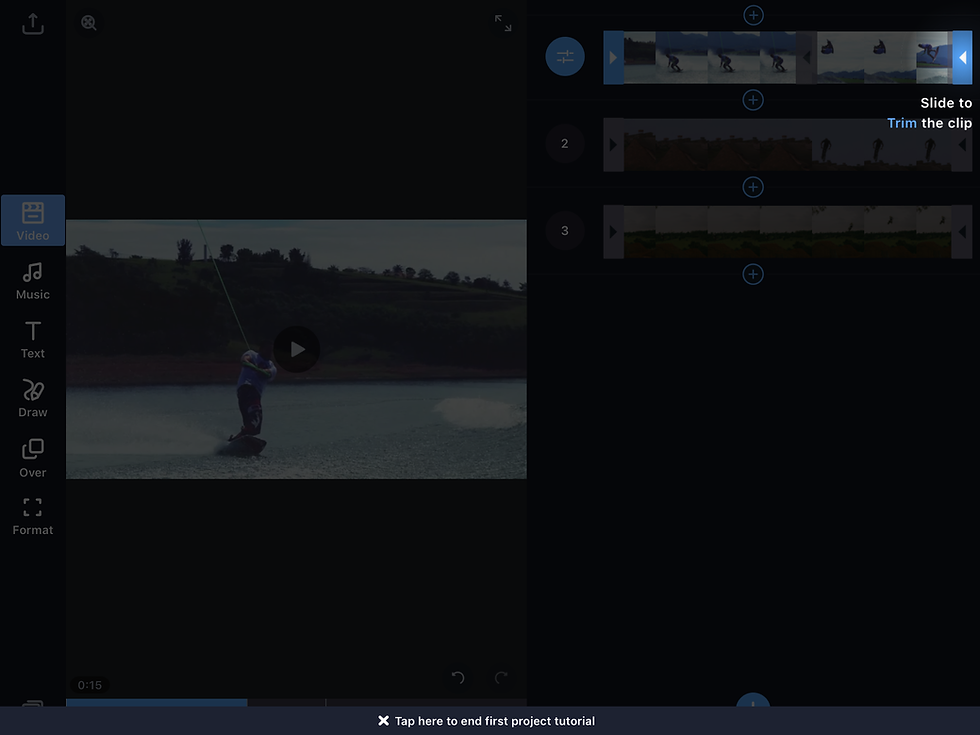 Instructional tips from Filmr that encourage the user to perform the interaction to aid learning