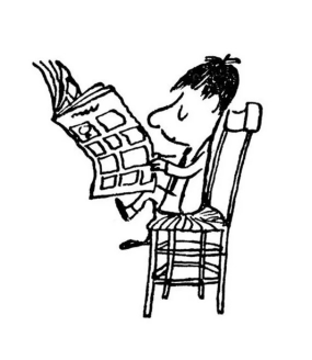 Little Nicholas reading a newspaper