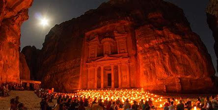 Petra, Jordan at night illuminated by candles