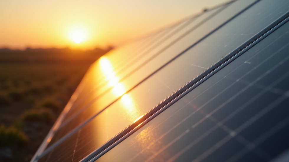 Close-up view of a solar panel reflecting sunlight