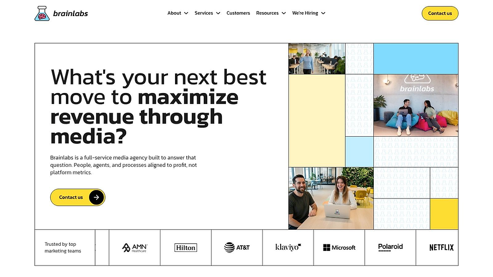 Brainlabs homepage showcasing their performance media agency services