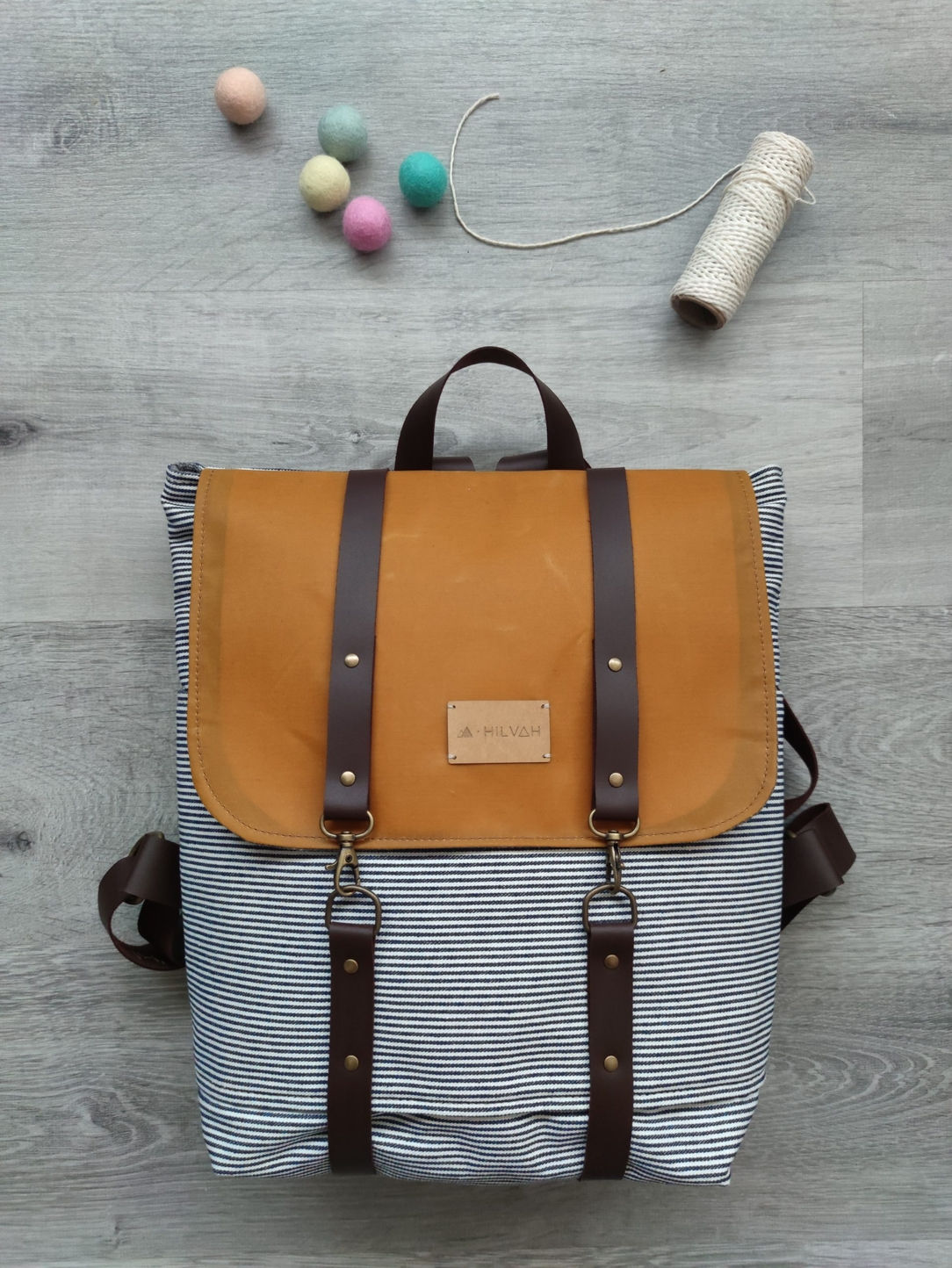 Mochila primavera, mochila de rayas, mochila mostaza