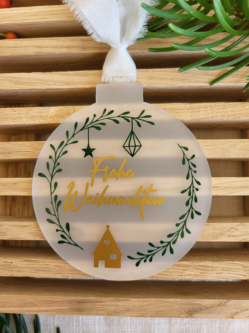 Miniaturbild: Weihnachtsanhänger aus Acryl - rund 8cm