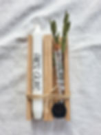 Kerze in Holzverpackung mit Kunststoffröhrchen für Geldgeschenk