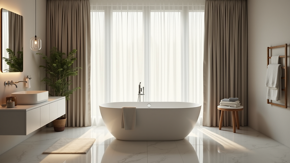 High angle view of a luxurious soaking tub in a modern bathroom