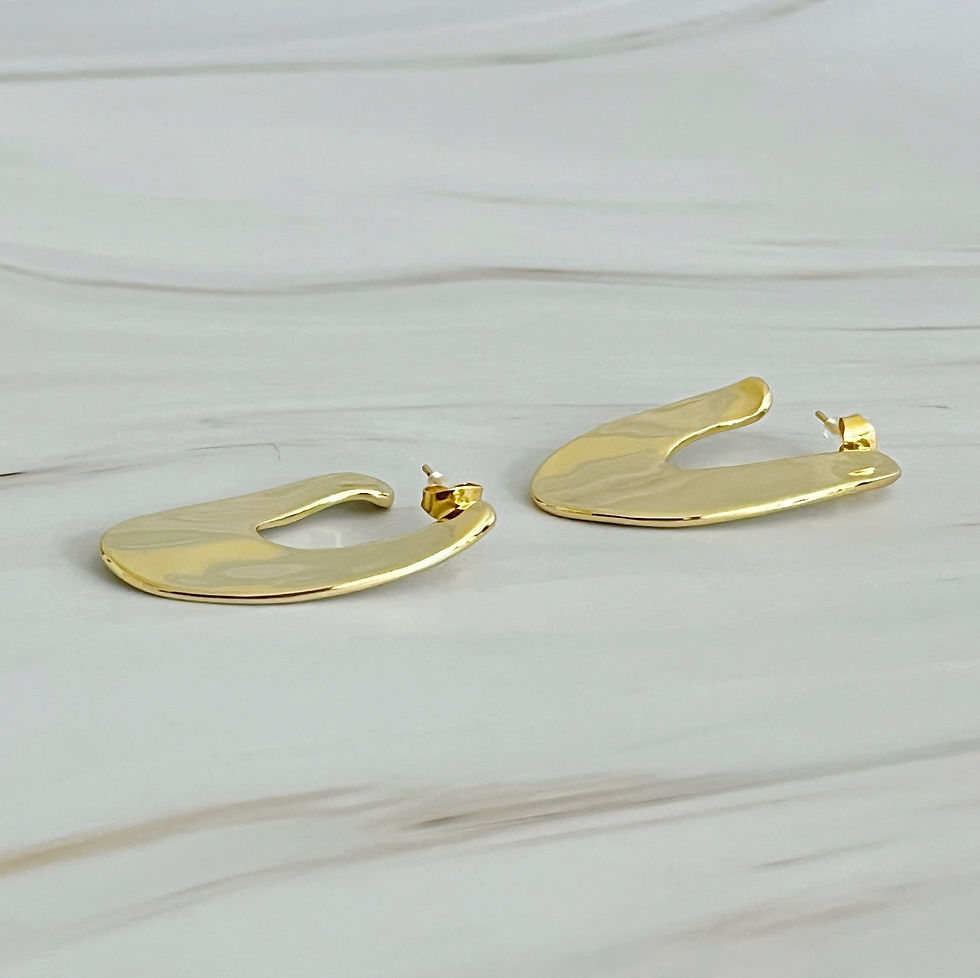Miniaturbild: Polished Golden Art Hoop Earrings