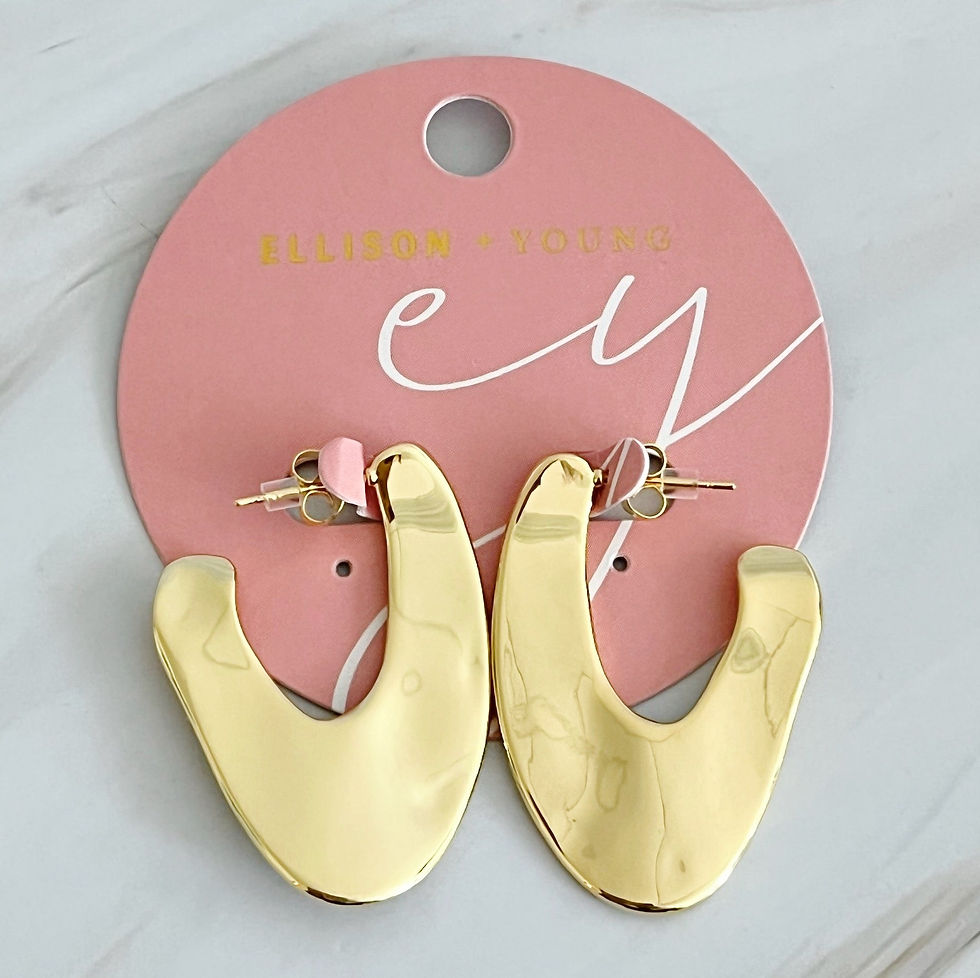 Miniaturbild: Polished Golden Art Hoop Earrings
