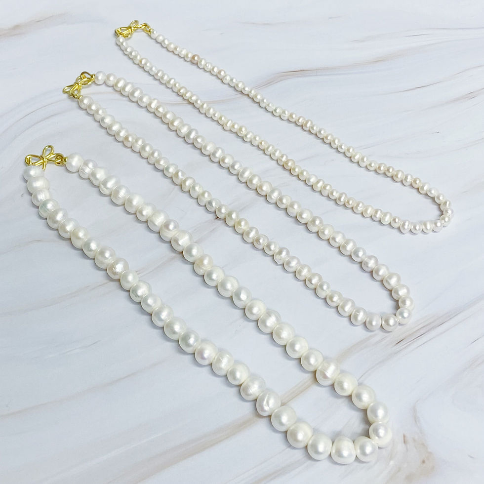 サムネイル： Clover Clasp Genuine Pearl Necklace