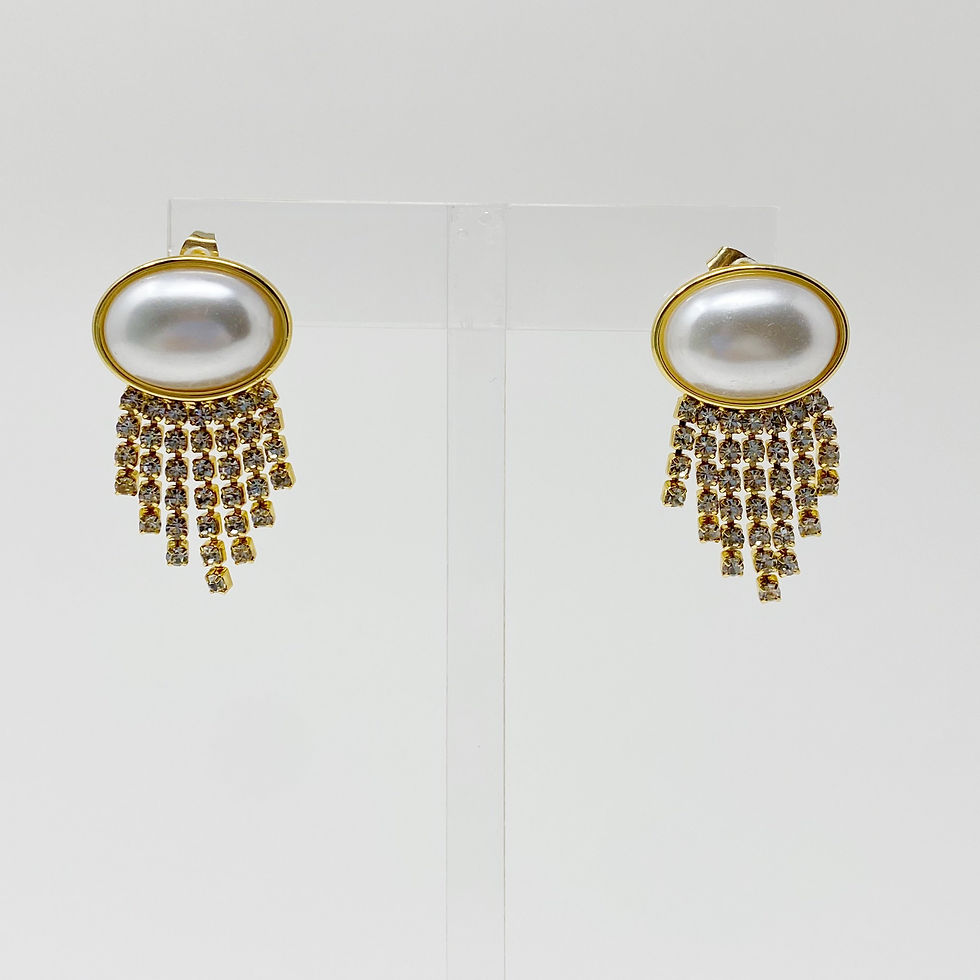 Miniaturbild: Pearl Button Cascade Shine Earrings