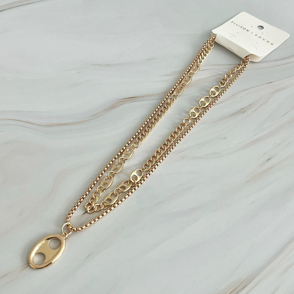 Miniaturbild: Button Charm Golden Necklace Set