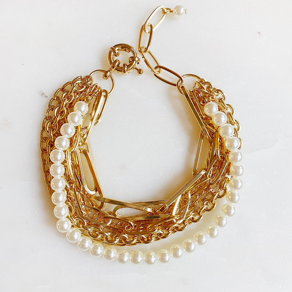 Miniaturbild: Multi Chain & Pearl Bracelet