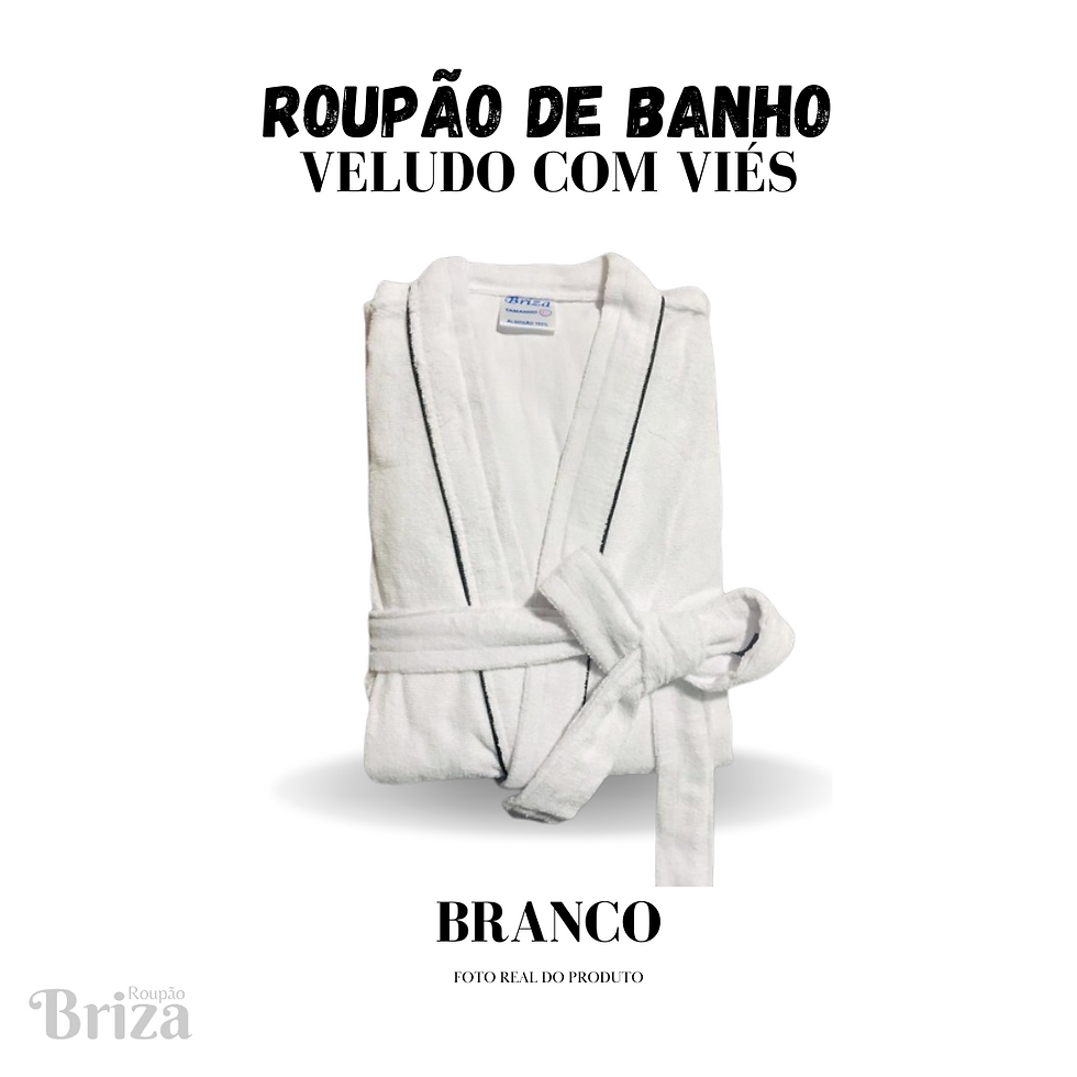 Miniatura: Roupão Briza Veludo Adulto c/ Viés 100% Algodão Manga Curta (3022)