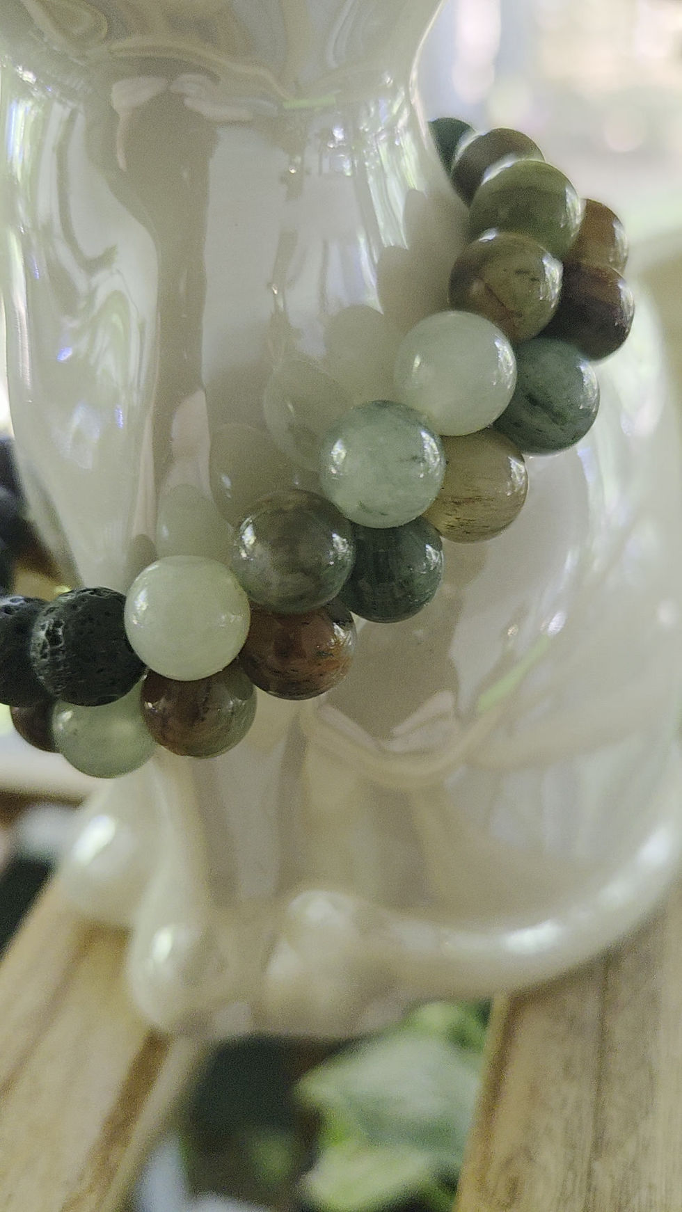 Thumbnail: Phantom Quartz and Lava Stone Bracelet