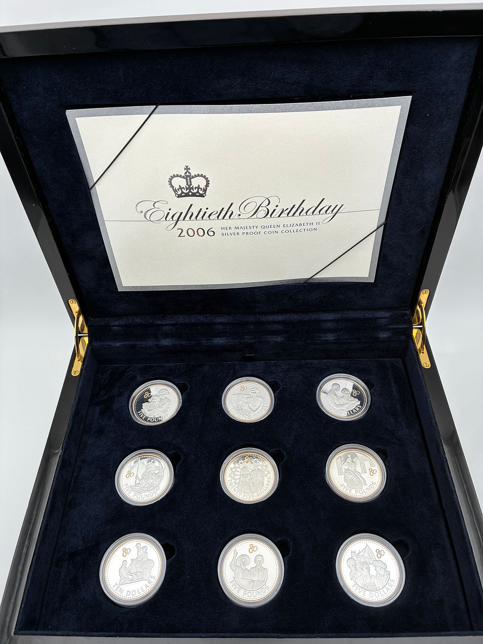 Thumbnail: 2006 Royal Mint Queen Elizabeth II 80th Birthday 17 Coin Silver Proof Set
