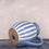 Thumbnail: blue and cream striped ceramic jug, farmhouse, coastal kitchen pitcher vase, prinknash jug, handmade kitchenware, rustic jug.