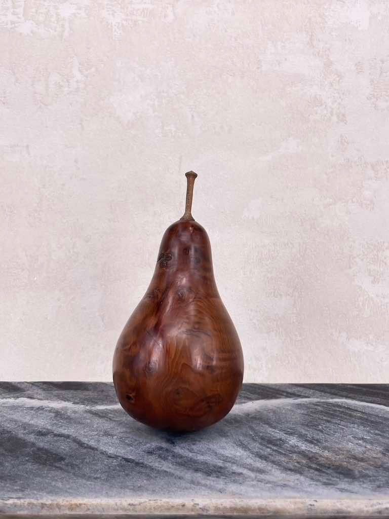Thumbnail: Unique hand made sculpture. modern art sculpture of a pear, artisan hand made vintage wooden pear, Tate modern art gallery.
